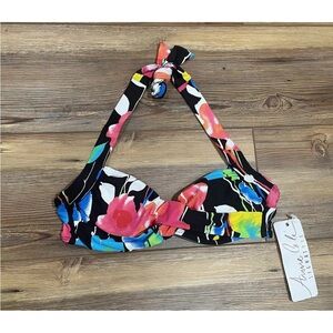 NEW Anne Cole Halter Bikini Top Women’s XS Underwire Twisted Floral Padded $58